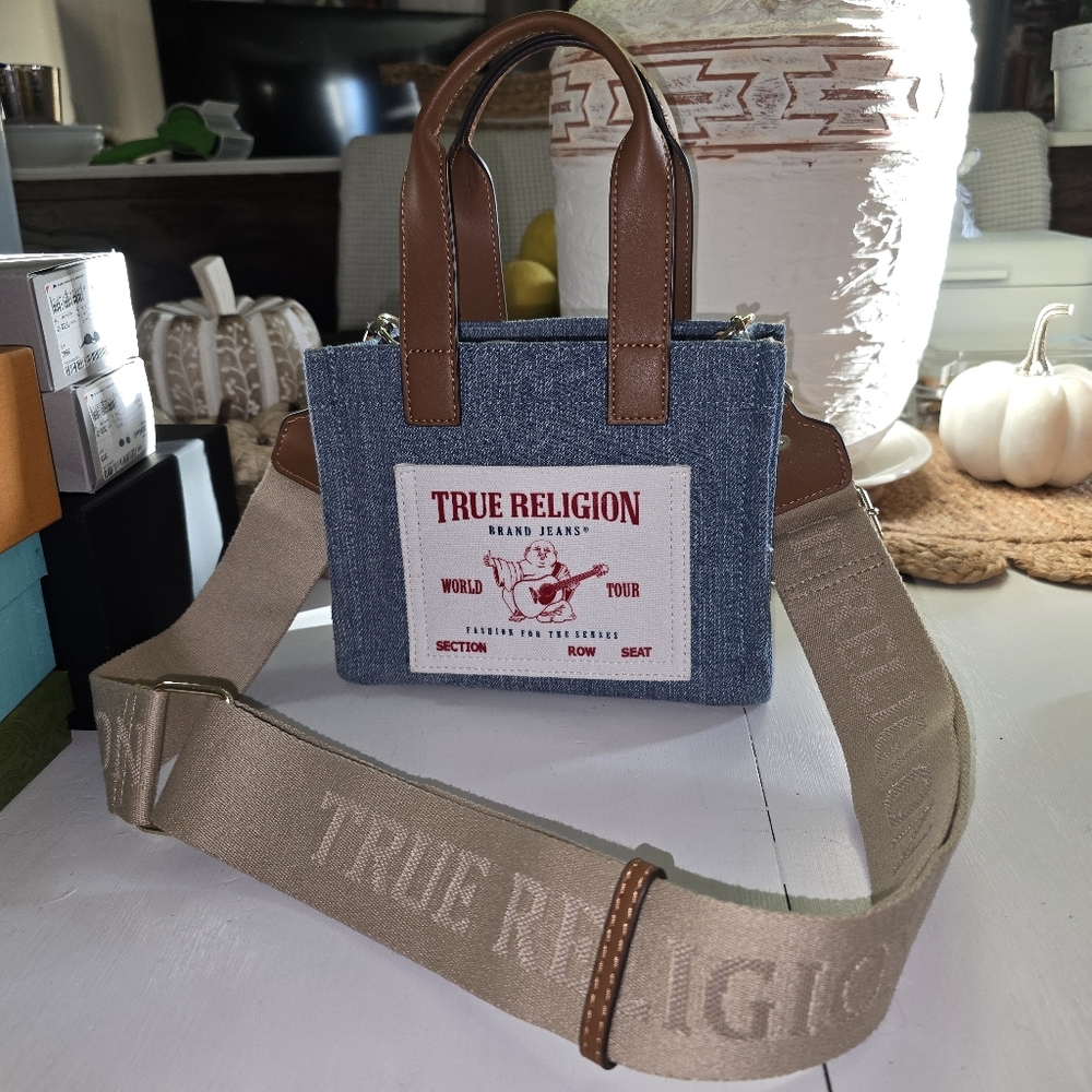 True Religion Blue and Brown Bag